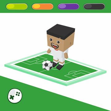 soccer block isometric cartoon character