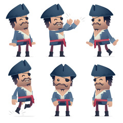 set of pirate character in different poses