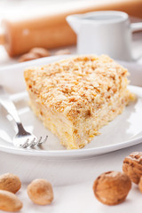 Pancake pie with nuts