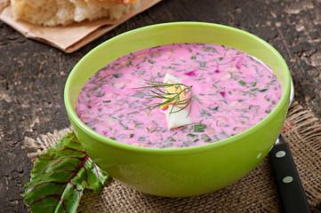 Cold soup with beetroot and yogurt