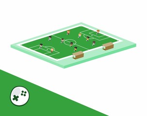 soccer block isometric cartoon character