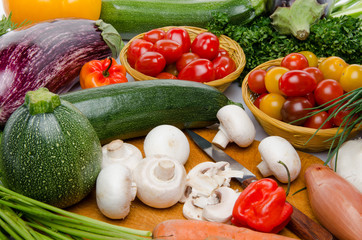 Composition with different fresh vegetables