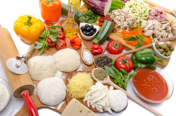 Ingredients to make a pizza