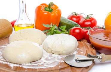 Ingredients to make a pizza