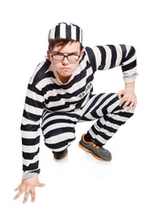 Funny prison inmate in concept