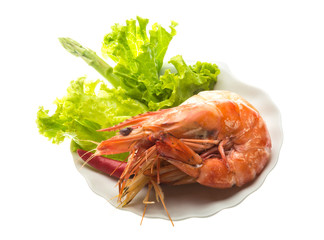Boiled king prawns