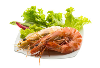 Boiled king prawns