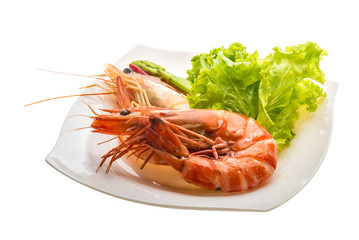 Boiled king prawns