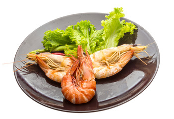 Boiled king prawns