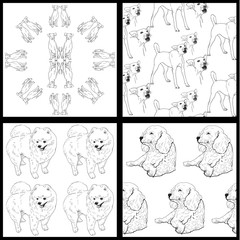 Seamless pattern of dog-black and white