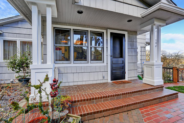 Entrance porch with black door
