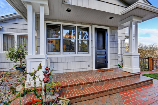 Entrance Porch With Black Door