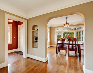 House interior. View of dining area entrance hall