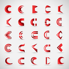 Letter Icons Set - Isolated On Gray Background