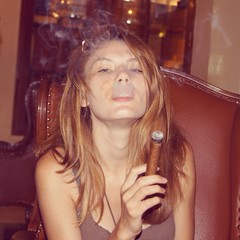 girl with cuban cigar