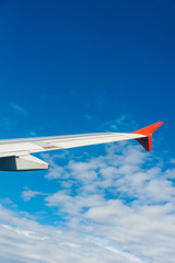 Fototapeta premium Airplane wing out of window