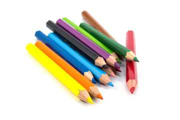 colorful crayon on white background