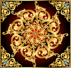 background with gold  patterns and precious stones