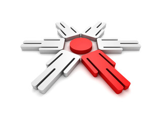 3d human leader of group. leadership teamwork concept