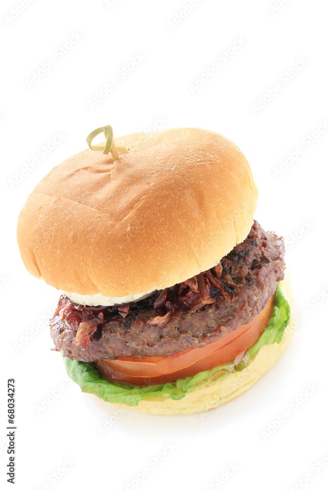 Canvas Prints gourmet beefburger with goats cheese isolated