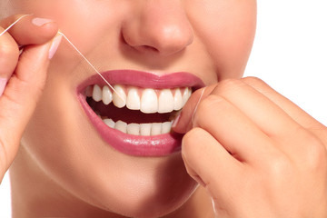 Closeup of smiling woman with perfect white teeth