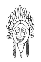 Native Indian head, vector illustration