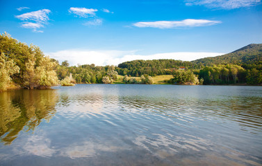 Bor lake, magnificent evening landscape, Serbia.