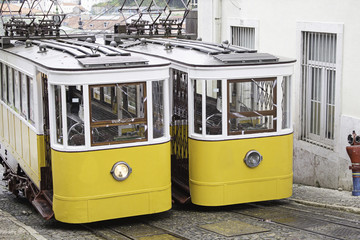 Fototapeta na wymiar Yellow trams