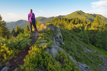 Traveler in the mountains