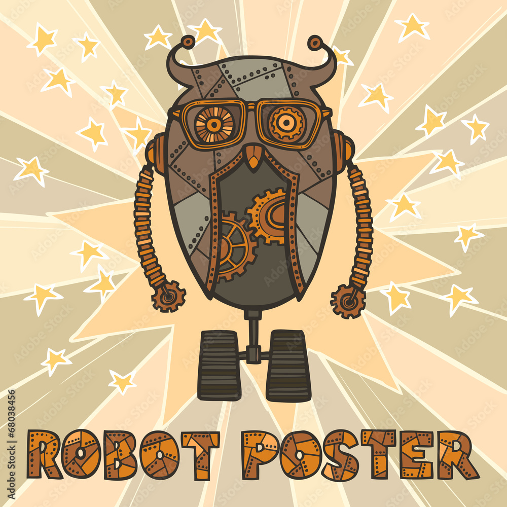 Sticker hipster robot design