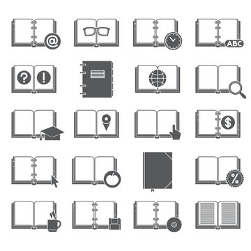 Books and Symbols Icons Set