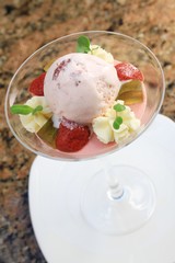 strawberry mouse with icecream dessert