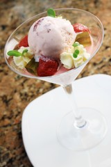 strawberry mouse with icecream dessert