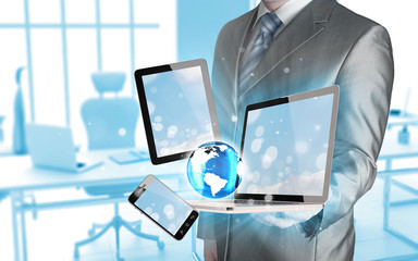 Technology in the hands of businessmen