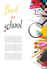 school tools on white background