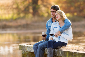 young couple relaxing outdoors