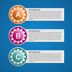 Color Gears Infographics Options Banner. Vector illustration.