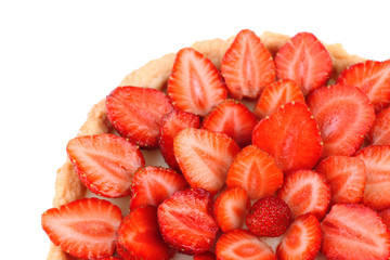 Strawberry tart isolated on white
