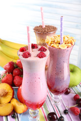 Delicious smoothie on table, close-up