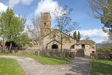 Fototapeta na wymiar Medieval church Morillo de Tou village Huesca Spain