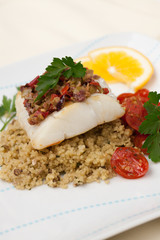 Halibut with Olive Tapenade Crust
