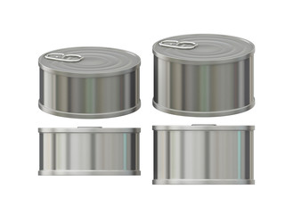 Short cylindrical aluminum  tin can with pull tab, clipping path