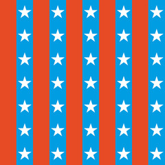 Seamless vector pattern of red white and blue stars and stripes.
