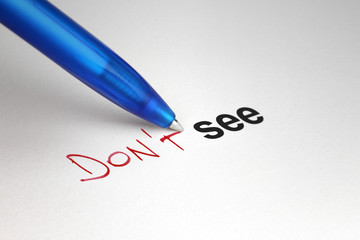 Don't see. Written on white paper