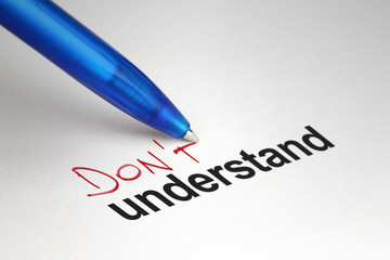 Don't understand. Written on white paper