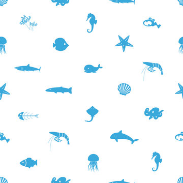 fish and sea life icons seamless pattern eps10