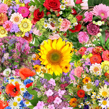 Background with flower bouquets