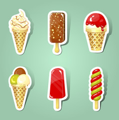 Set of sweet ice cream stikers. Part 2