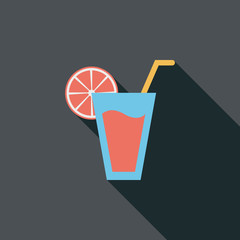 cocktail flat icon with long shadow