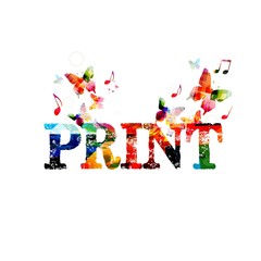 Colorful vector PRINT design with butterflies